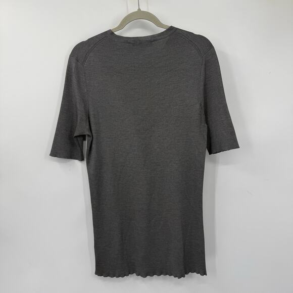 Dolce&Gabbana Men Silk Henley Shirt Ribbed Jersey Grey Short Sleeve IT 54 US 44 - Picture 6 of 13
